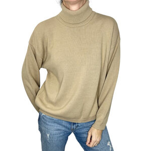 Vintage beige tan minimalist neutral turtleneck sweater 38